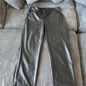 H&M Black Faux Leather Straight-Leg Jeans